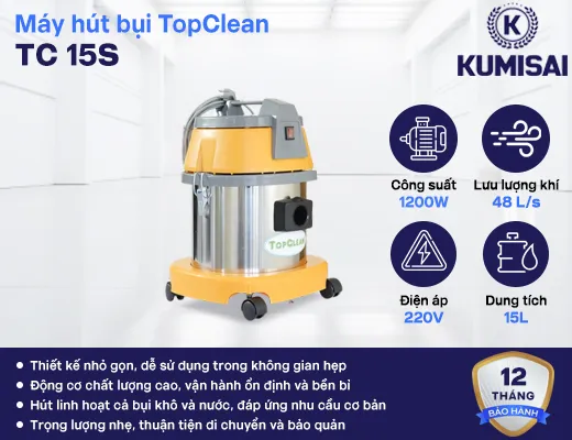 Máy hút bụi nước công nghiệp TopClean TC 15S - 2